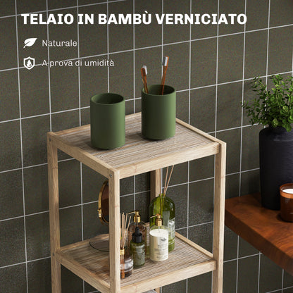 Modern Bathroom Cabinet with 4 Levels Anti-Tip Bamboo, 33x31x110 cm, color Wood