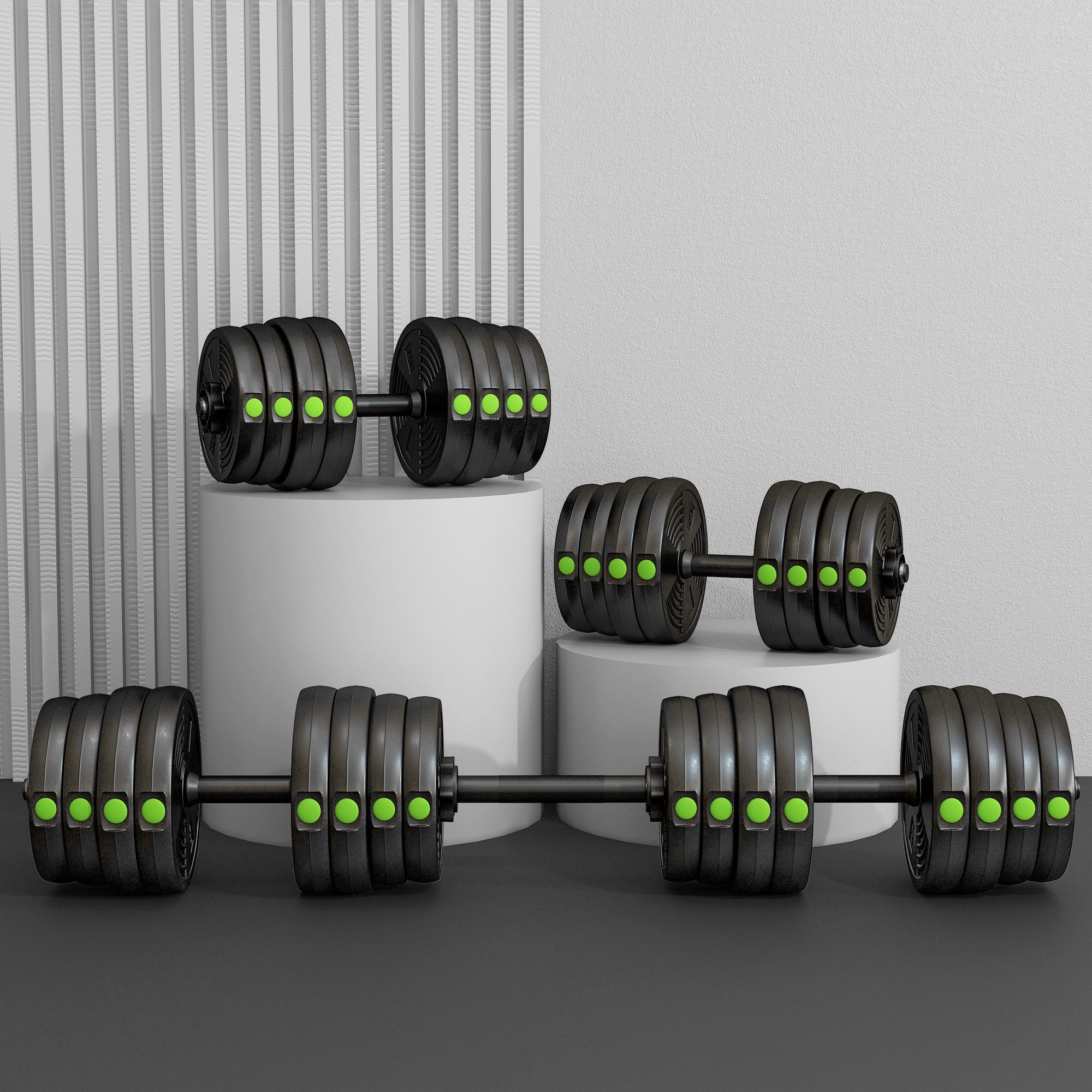 SPORTNOW 2-in-1 Set with 2 Dumbbells Convertible into a Barbell, Total Weight 30 kg and Adjustable Weight Discs, Black