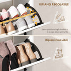 HOMCOM Slim Shoe Rack with 2 Tilting Drawers and 3 Open Compartments, Capacity 15 Shoes, 83x24x90.5 cm, White