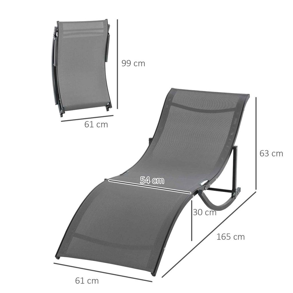 Outsunny Set of 2 Folding Garden Loungers, Aluminum and Textilene Sun Lounger, 61x165x63 cm