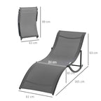 Outsunny Set of 2 Folding Garden Loungers, Aluminum and Textilene Sun Lounger, 61x165x63 cm