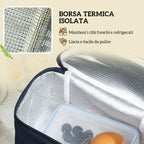 Picnic Basket for 4 People with Fridge Area and Accessories, in Wicker, 54x34x20 cm, Wood Color