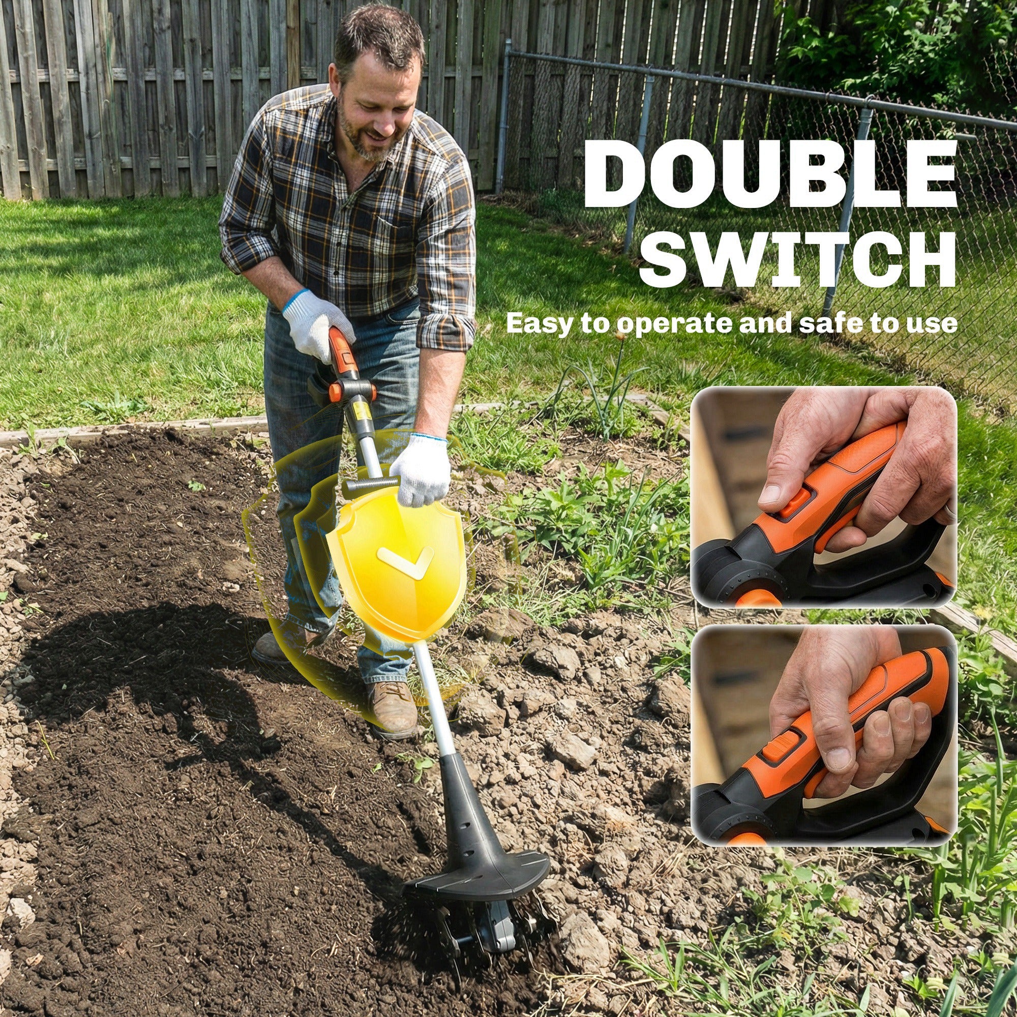 Outsunny Garden Cultivator, Width 20 cm, Depth 18 cm (Battery and Charger Not Included)