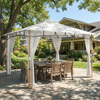 Outsunny Gazebo 3 x 3.6 m, Double Roof UPF50+ with Net, Cream