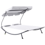 Double Lounger 2 Seater Adjustable Sunshade for Outdoor and Garden 200x175 x134cm Cream