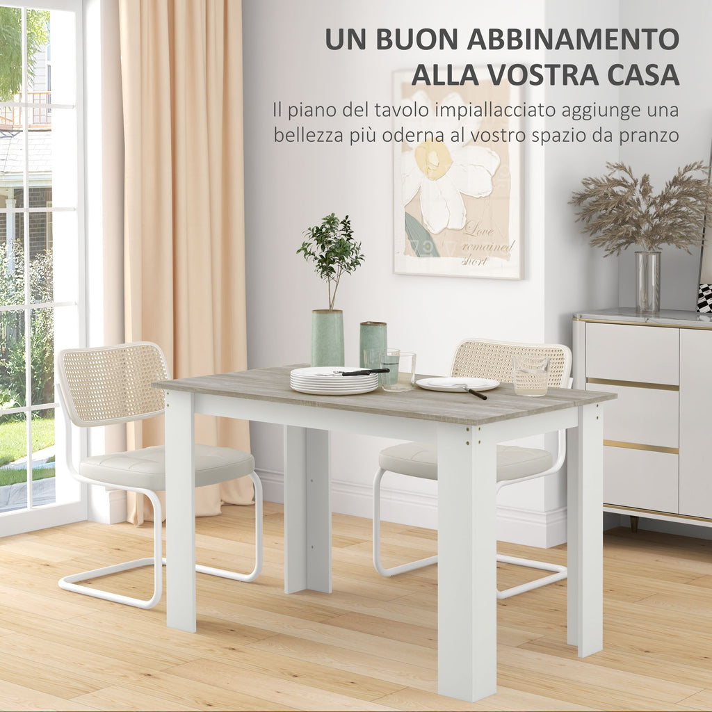 Modern Wooden Dining Table for 4-6 People, 120x69x75cm, Grey and White