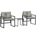 Outsunny 3-Person Metal Outdoor Table and Chair Set with Thick Cushions, Multicolor