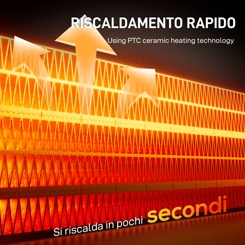 2000W ABS Fan Heater with Remote Control, Oscillation and Timer, 30x22x82.5 cm, White