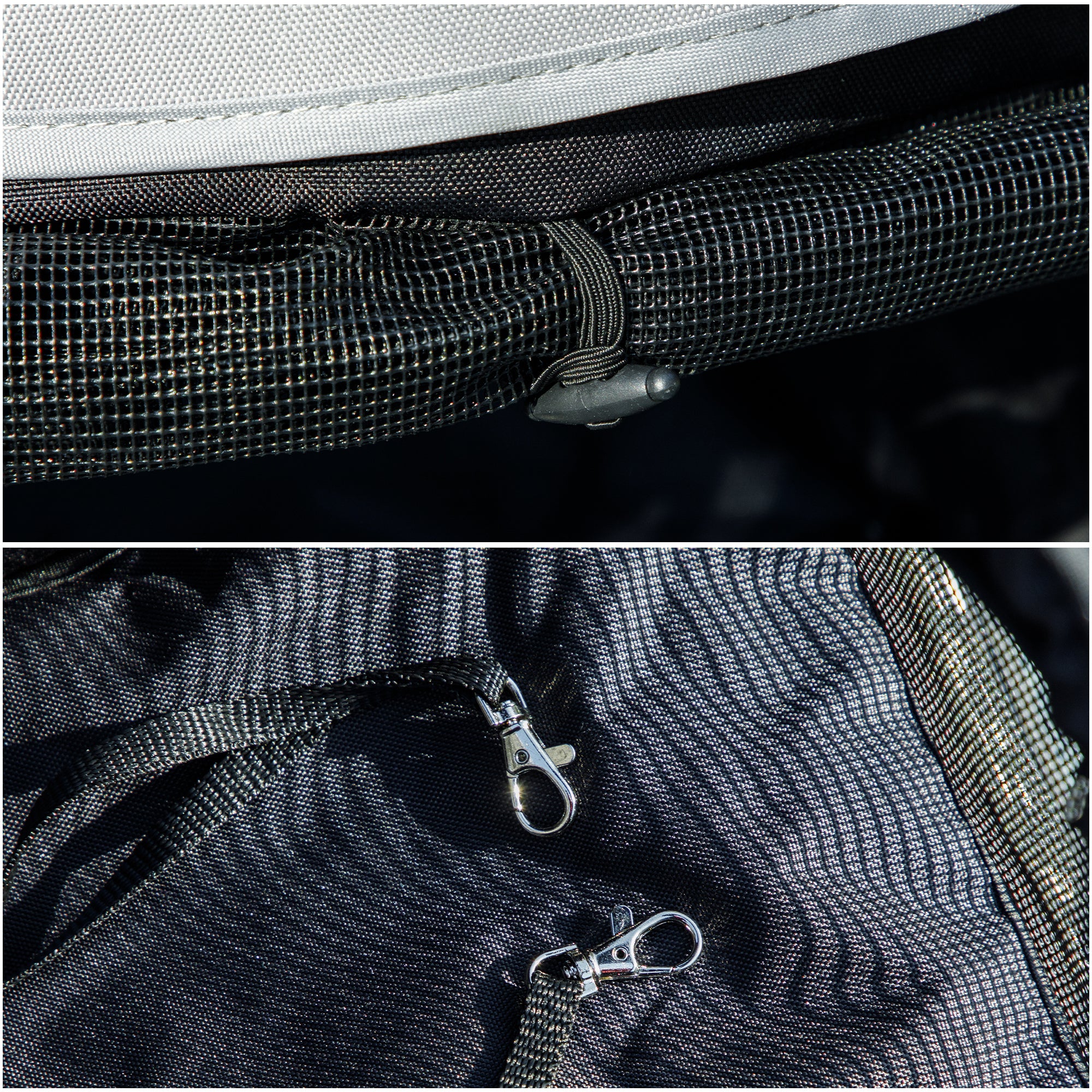 Dog Stroller with 2 Mesh Windows, Steel and Oxford Fabric, 76x44x103 cm, Black and Light Grey