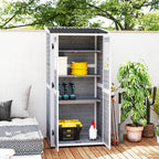 Wooden Garden Shed with Adjustable Shelves, Two Locking Doors and Windows, Grey