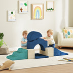 7-Piece Soft Building Blocks Set for Children Up to 3 Years Old, Velvet Cover, Blue