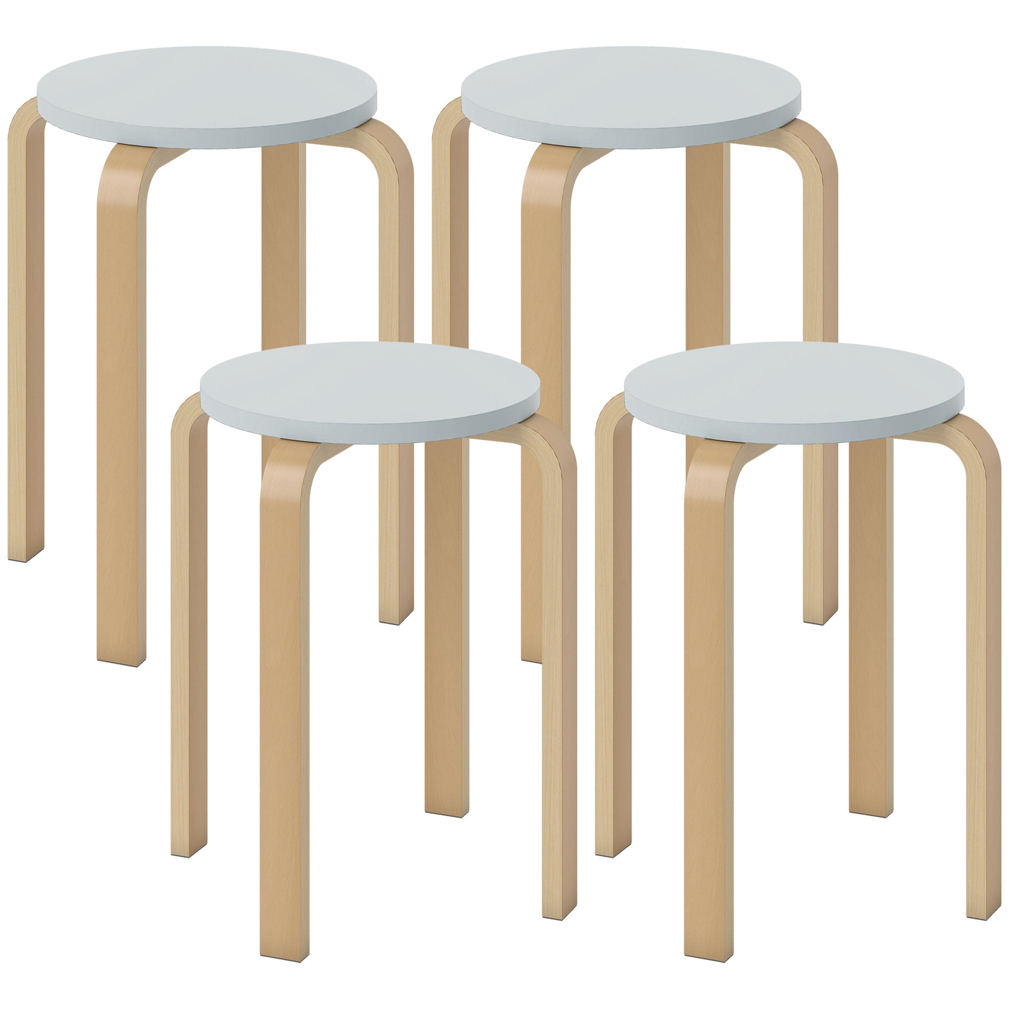 Set of 4 Stackable Round Wooden Stools, Grey, Ø40x45 cm – Borge' Group ...