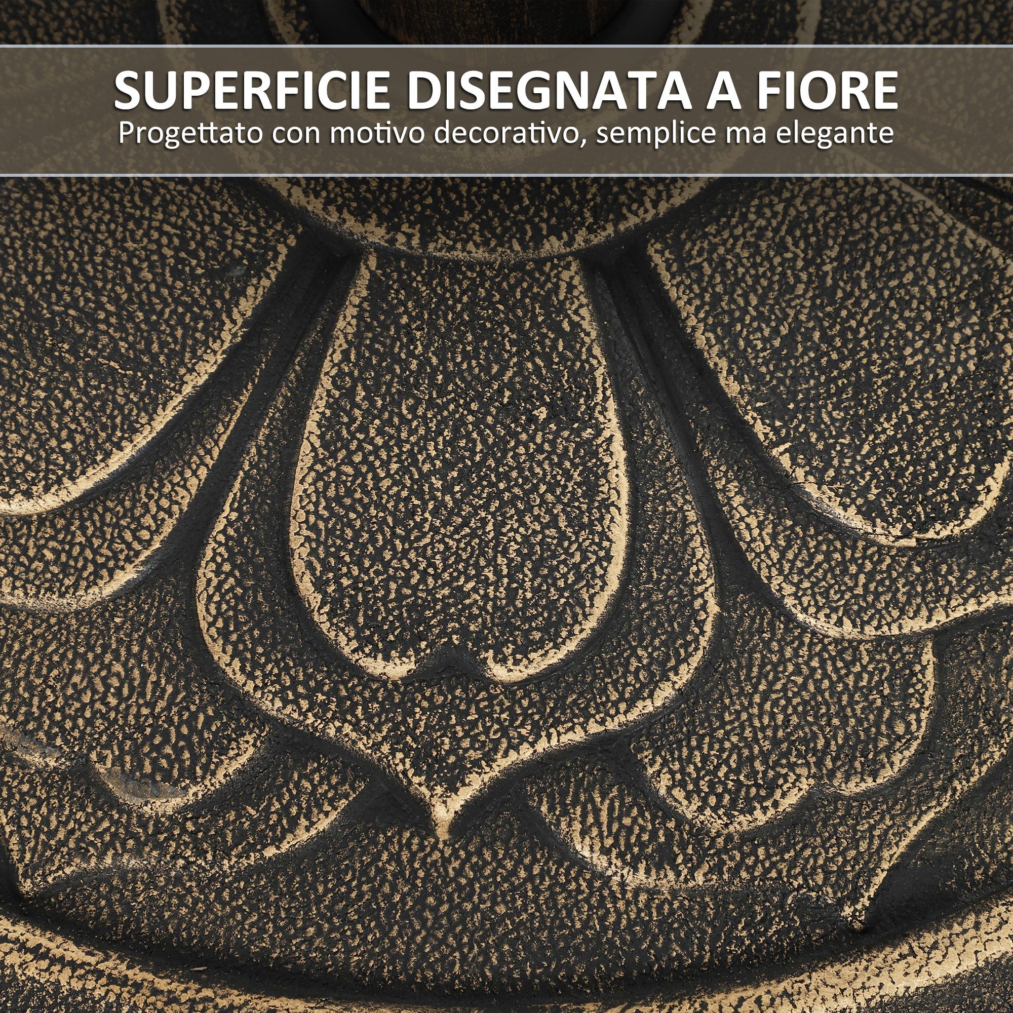 12 kg Umbrella Base with Integrated Crank, in Resin, Metal and Cement, Ø46x33 cm, Bronze