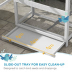 PAWHUT Voliera for 3 -door birds with house and tray, in wood and metal, 92x52x171 cm, gray and black - Borgè