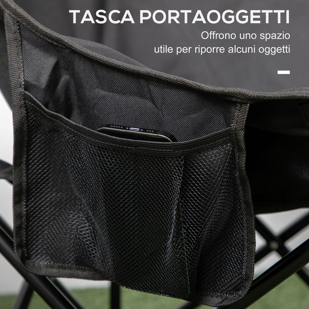 Oxford Fabric Folding Camping Chair with Side Pocket and Travel Bag, 61x54x66cm