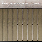 8-Seater Garden Dining Table in Aluminum and Plastic, Dark Wood and Black