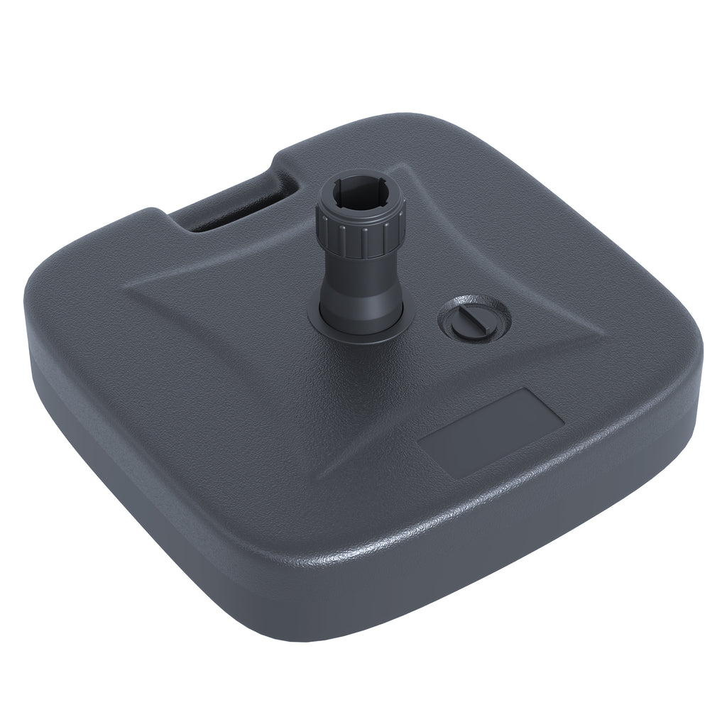 HDPE Garden Umbrella Base, Umbrella Base with Handle, Umbrella Stand with Ø38mm Poles, Fillable with 20kg of Water and 30kg of Sand, Black