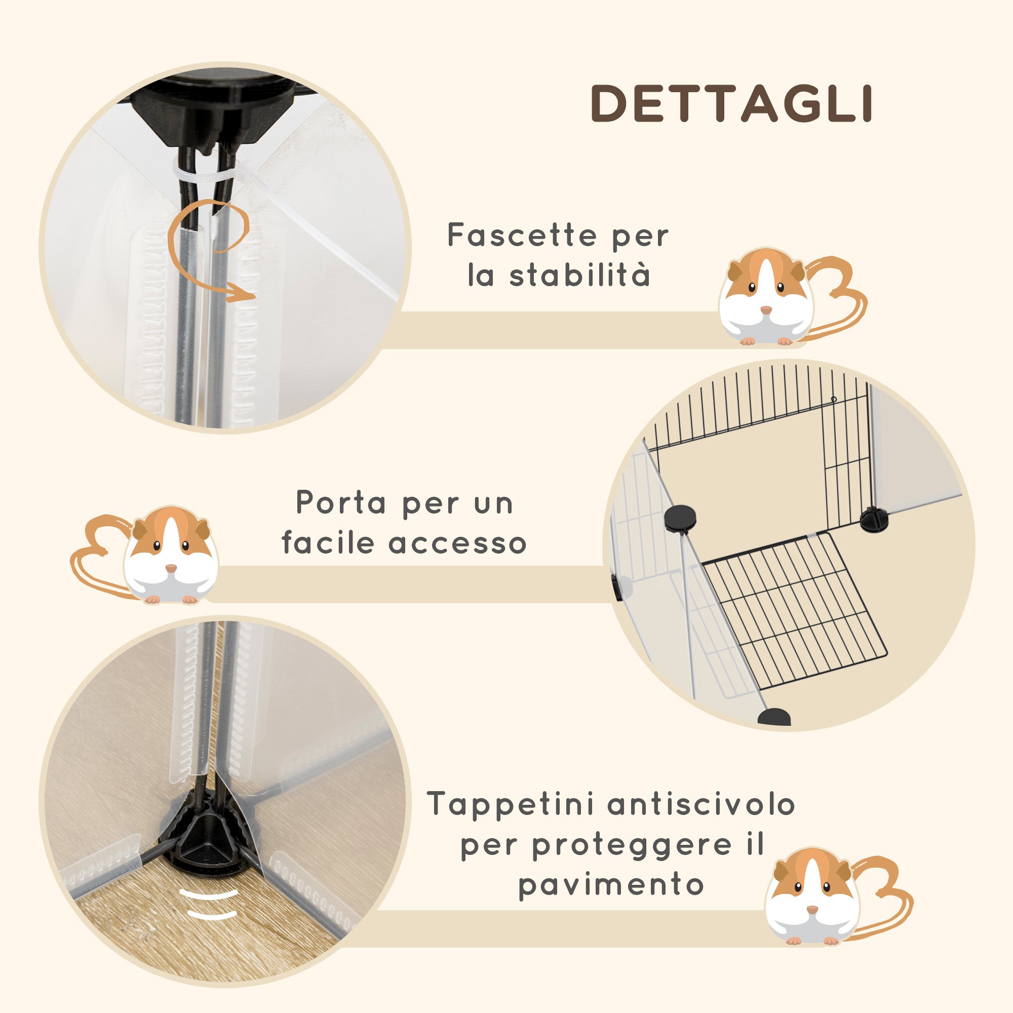 Modular Pet Playpen with 20 Panels and 2 Doors, Made of Steel and PP, 175x70x45 cm, White and Black