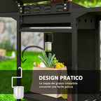 Gas Barbecue with Independent Burners, Lid with Thermometer and Side Table, Black