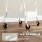 Multipurpose 3-Tier Kitchen Trolley, Swivel Wheels with Brake and Handles, White