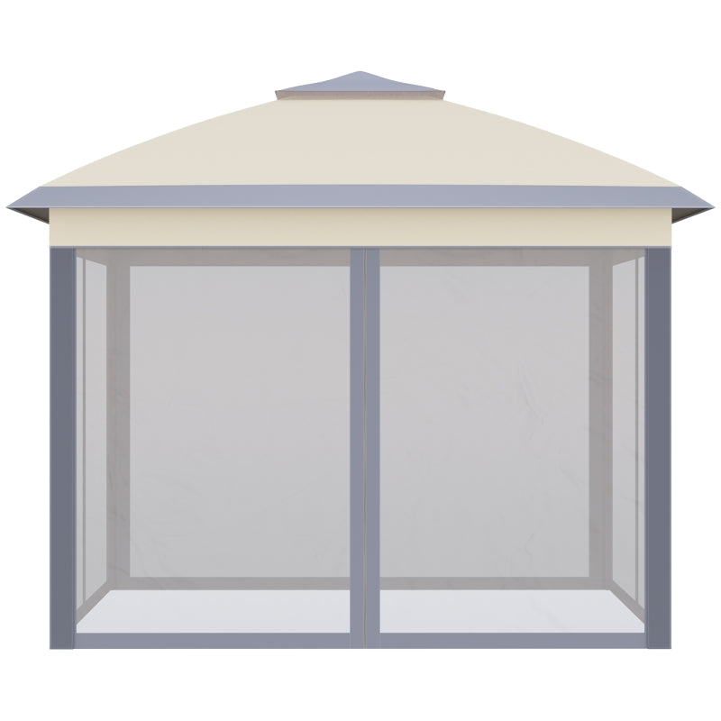 Pop Up Gazebo, Double Roof Foldable Canopy Tent with Zippered Mesh Sidewalls, Height Adjustable and Carrying Bag, Event Tent for Patio Garden Backyard, Beige 330x330x288cm - Borge' Group Limited