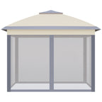 Pop Up Gazebo, Double Roof Foldable Canopy Tent with Zippered Mesh Sidewalls, Height Adjustable and Carrying Bag, Event Tent for Patio Garden Backyard, Beige 330x330x288cm - Borge' Group Limited