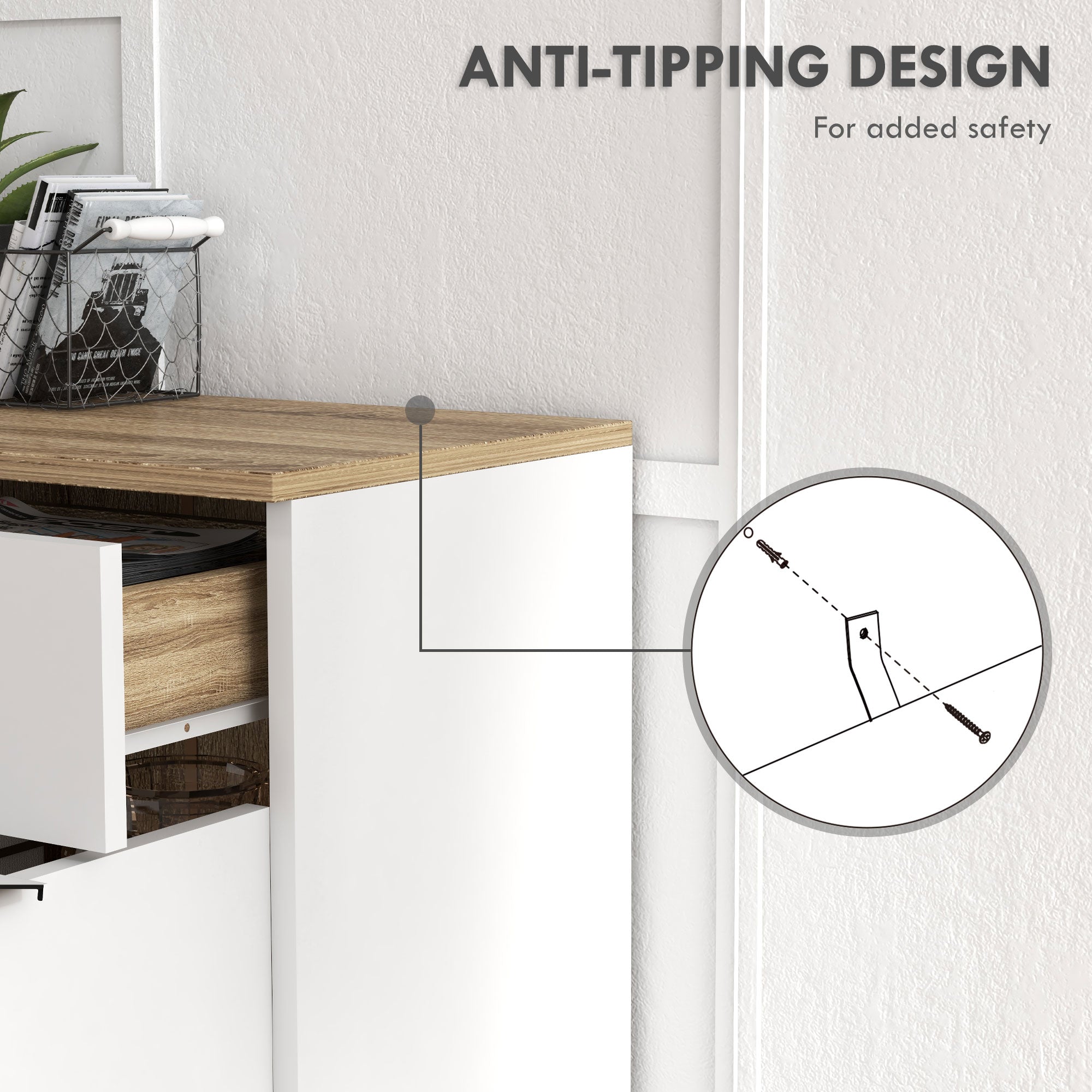Homcom Multiuse saving saving with 3 open shelves, locker and drawer, in chipboard, 95x35x85 cm - Borgè