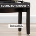 Piano Stool with Adjustable Height and Storage in Wood and Faux Leather, 63x35x46-56cm, Black