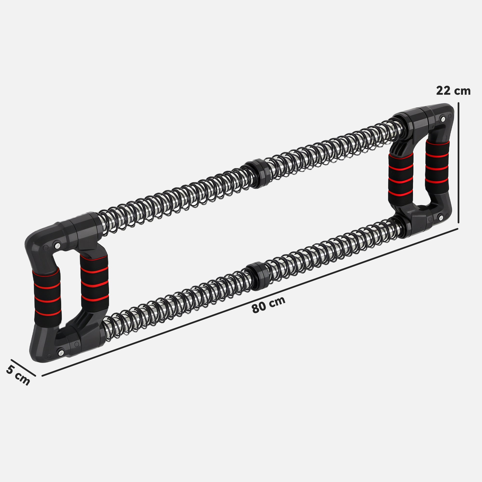 SPORTNOW Power Twister with 4 Springs with Resistance from 10 to 80 kg, in Stainless Steel, 80x22x5 cm, Black