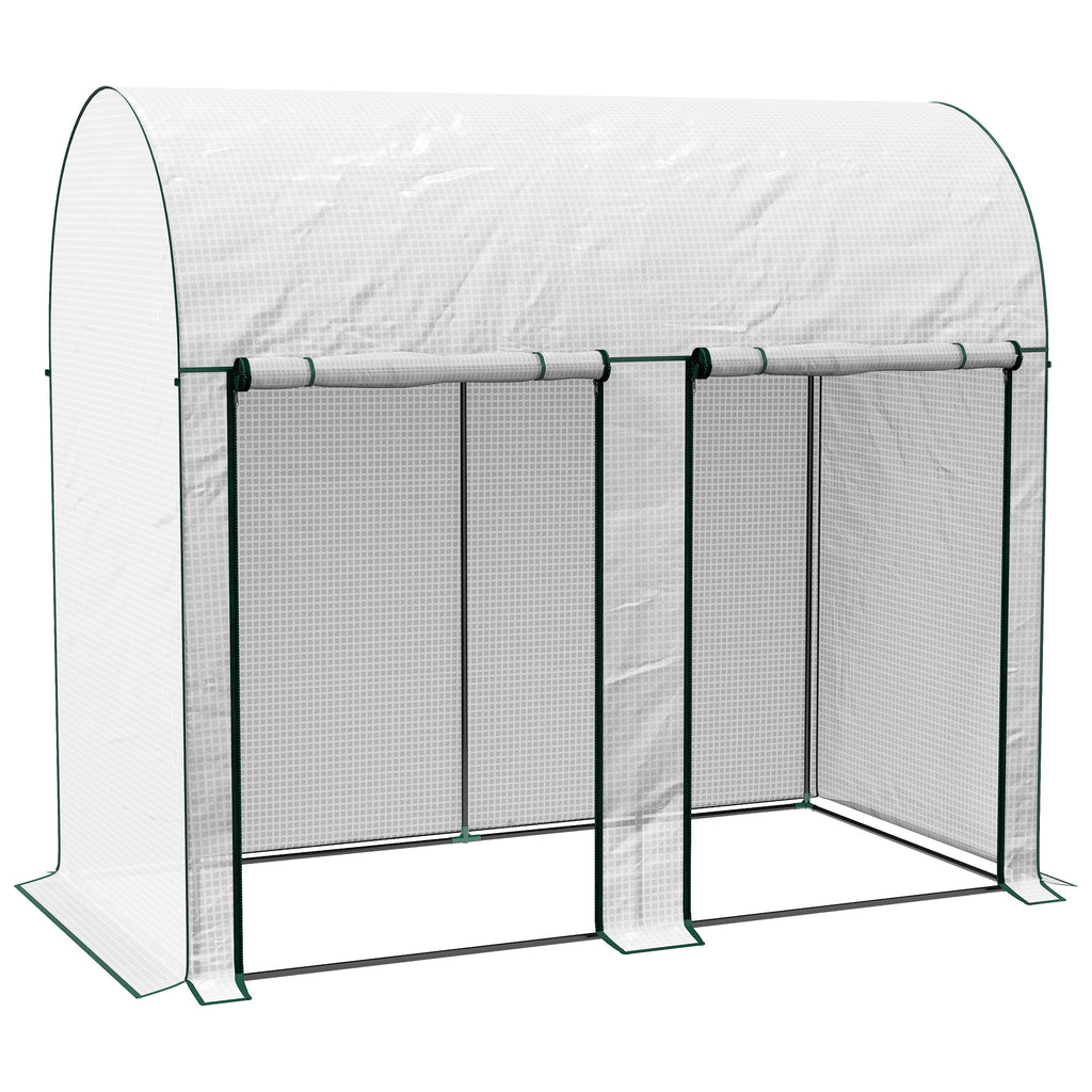 2m² Garden Greenhouse, 2 Roller Doors, 140g/m² Anti-UV PE Cover, 2x1x1.78m, White