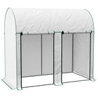 2m² Garden Greenhouse, 2 Roller Doors, 140g/m² Anti-UV PE Cover, 2x1x1.78m, White