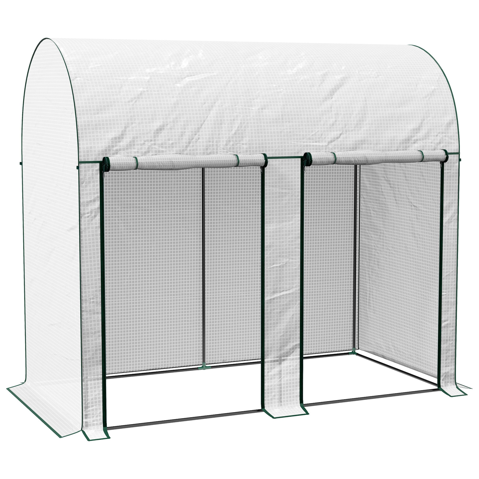 2m² Garden Greenhouse, 2 Roller Doors, 140g/m² Anti-UV PE Cover, 2x1x1.78m, White