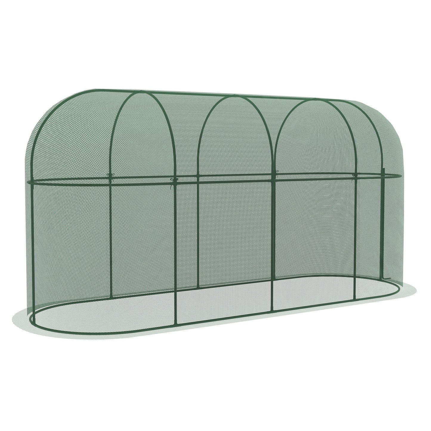 Outsunny greenhouse for 3x1x1.5m mesh plants with hinge door and pickets on the ground, green - Borgè