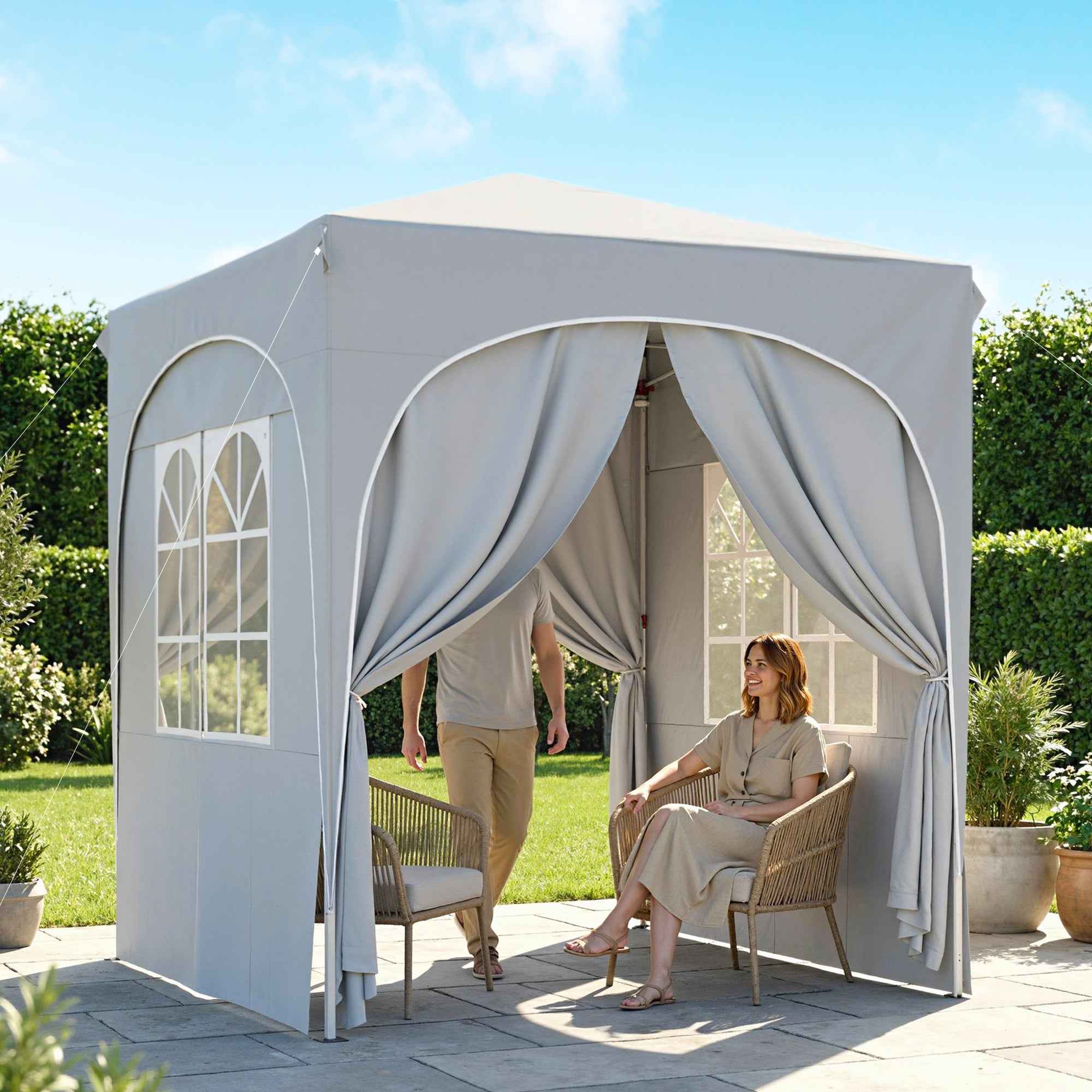 Outsunny Folding Gazebo Portable Garden Gazebo UPF50+ 2x2m Light Grey