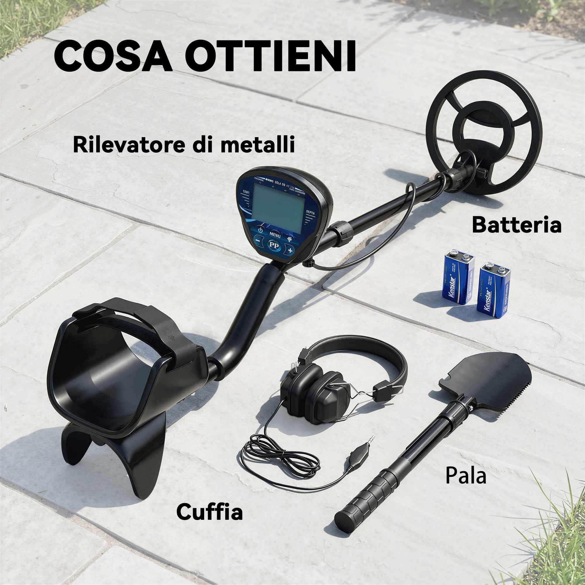 Outsunny Metal Detector 3 Modes Adults, IP68 Waterproof Coil, LCD Display