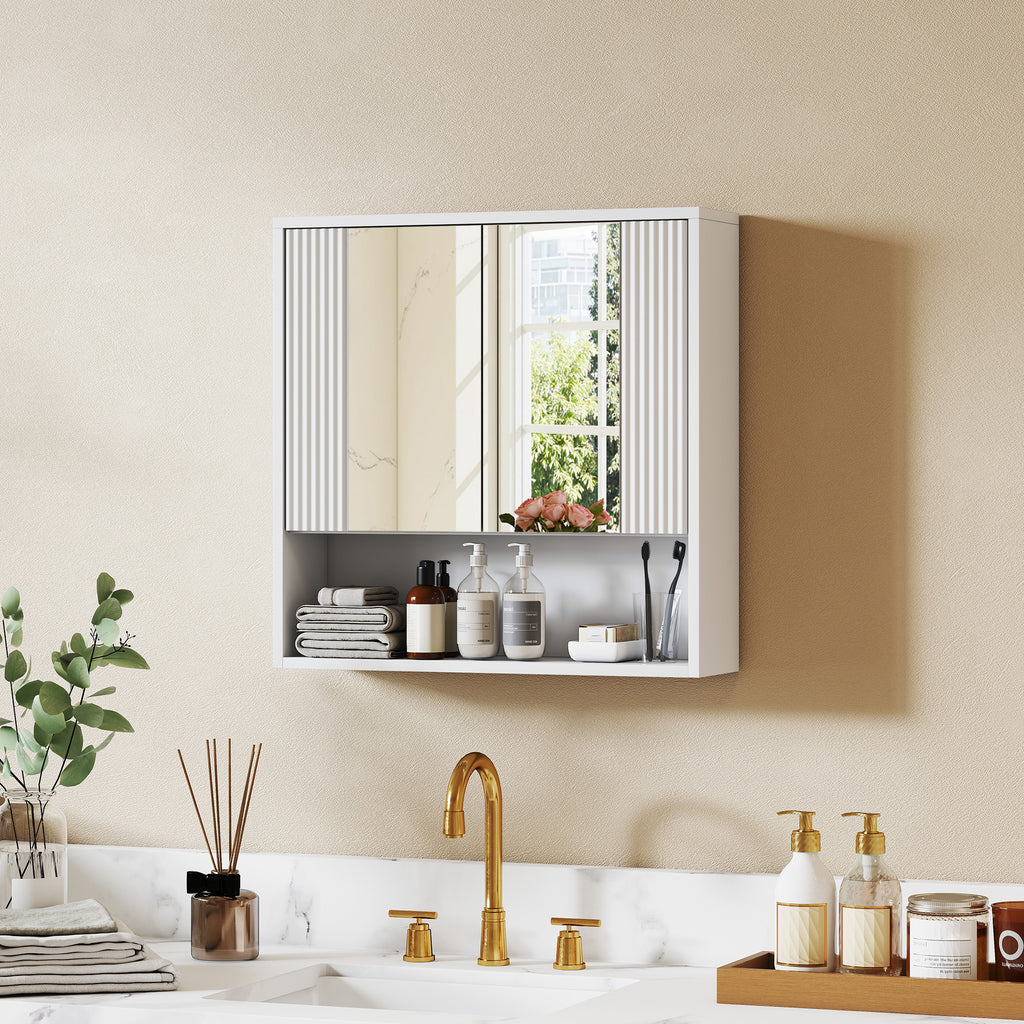 HOMCOM Wall-Mounted Bathroom Cabinet with Soft-Close Doors and Adjustable Shelf