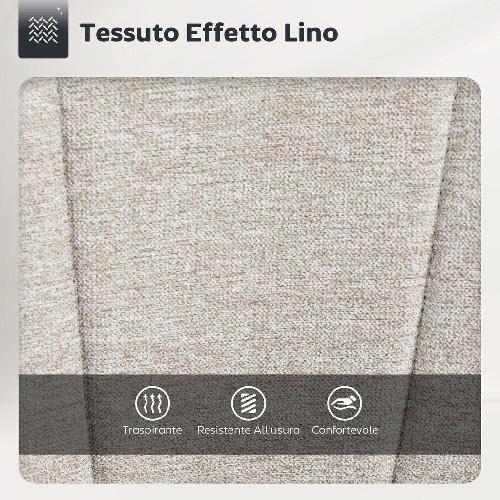 Set of 2 Height-Adjustable Bar Stools with Swivel Fabric Seat and Footrest, Beige