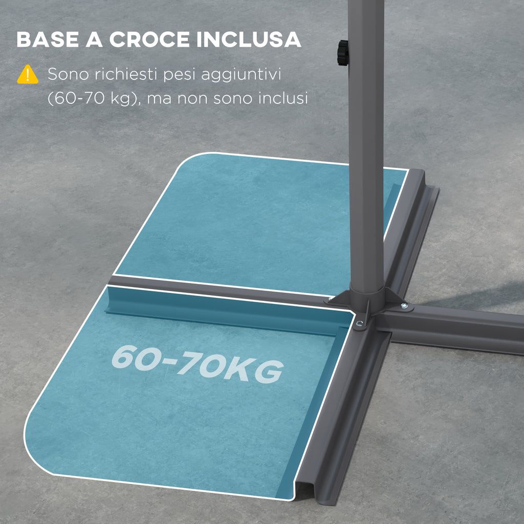 Decentralized Garden Umbrella 2.7m with Crank Opening and 16 Fiberglass Ribs, Khaki - Borgè