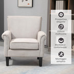 HOMCOM Nordic Style Furnishing Armchair with Armrests, in Wood and Polyester, 79x78x87 cm, Gray and Brown - Borgè