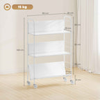 HOMCOM Modern 3-Tier Book Cart with Swivel Wheels for Books and Magazines, 69x26x108 cm, White
