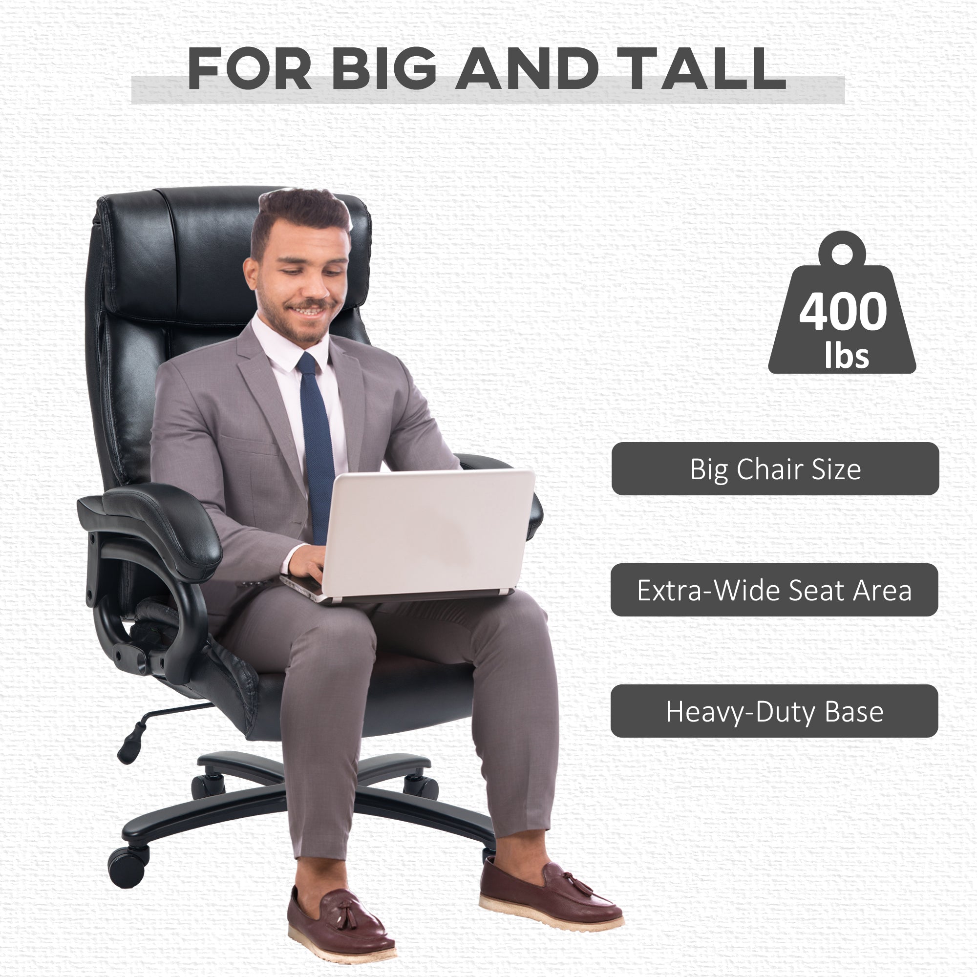 View of office armchair massage and heated with 2 massage points and 8 programs, black - Borgè