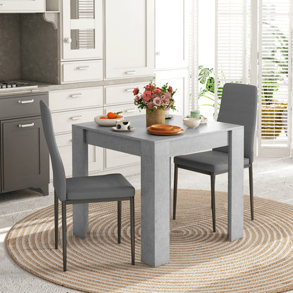 DUO - 3 Piece Dining Set with Kitchen Table 80x80x76 cm and 2 Modern Chairs 41x50x97 cm, Grey