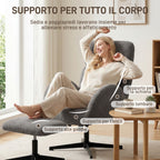 Swivel Chair with Footrest, Height-Adjustable with Adjustable Headrest, Rocking Function, Grey
