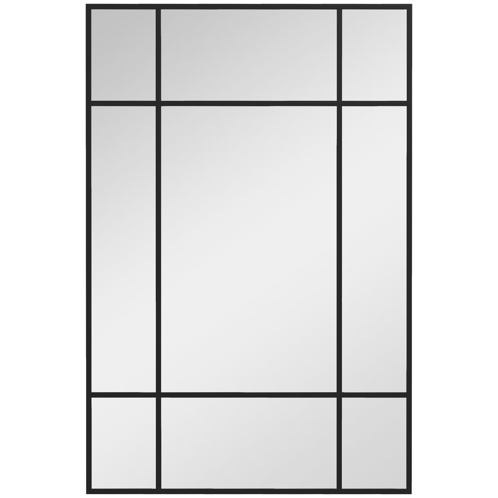 HOMCOM Window Style Wall Mirror with Vertical and Horizontal Mounting, 90x60 cm, Black