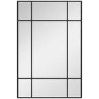 HOMCOM Window Style Wall Mirror with Vertical and Horizontal Mounting, 90x60 cm, Black