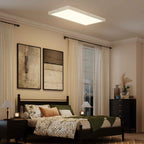 HOMCOM Set of 2 Slim and Minimal LED Ceiling Lights with Adjustable Color, in Steel and Plastic, 60x30x3.7 cm, White