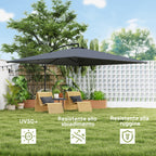 Garden Umbrella with Arm 3.6x3.9 m 360° Swivel and Tilting, Crank Opening, Gray