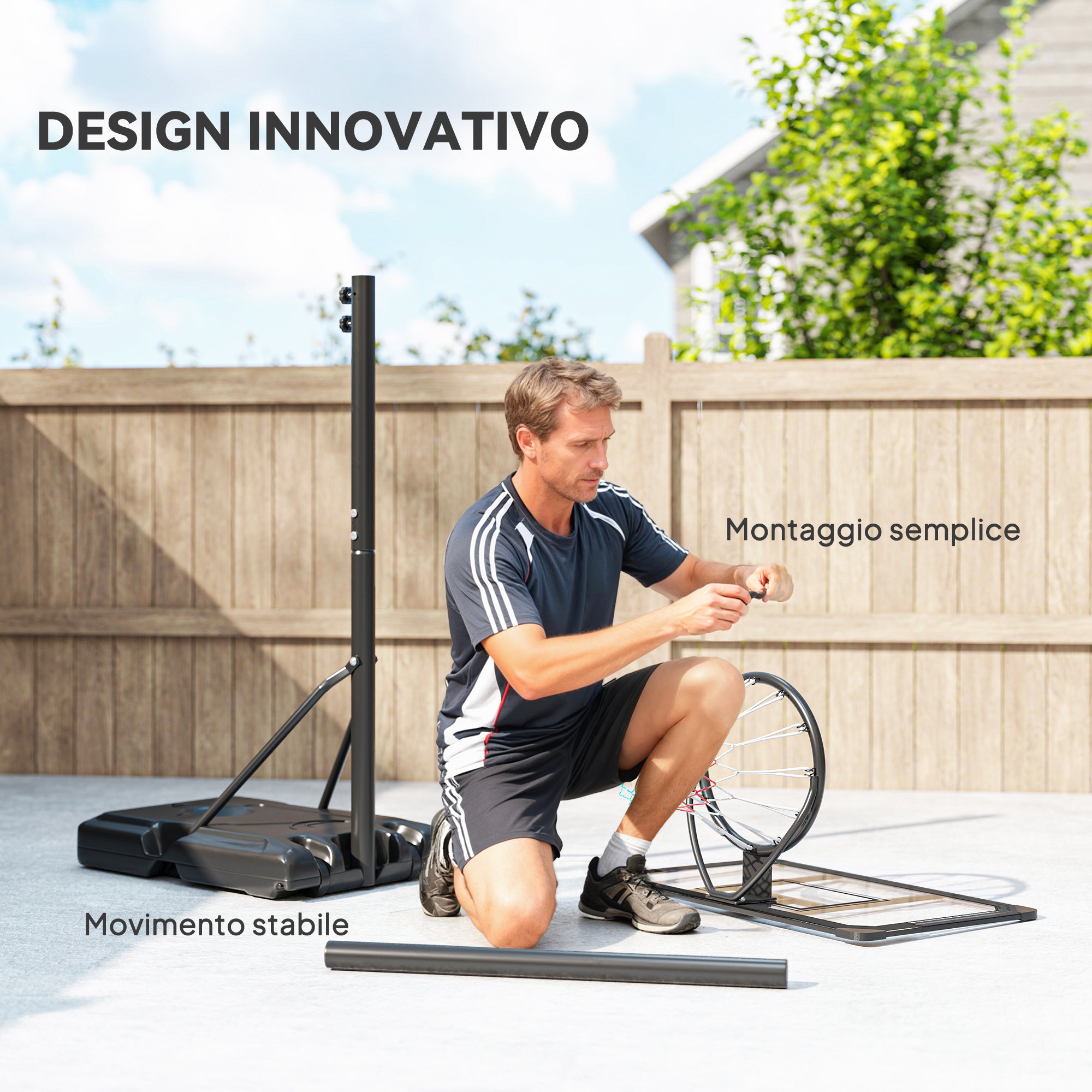SPORTNOW 6-Height Adjustable Basketball Hoop with Fillable Base and Wheels, Made of PE, Steel and Polyester, Black