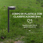 Set of 8 Solar-Powered Outdoor Spotlights with 3000K LED Lighting, in PP, PS and ABS, 12x10x46 cm, Black