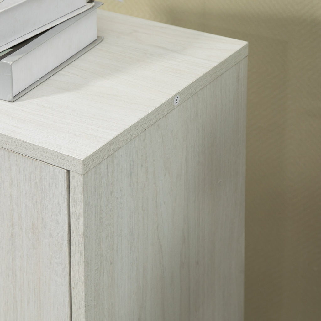 Bathroom Cabinet with 4 Drawers, 2-Tier Storage Cabinet with Cut-Out Handles, Wooden, 54x29x83 cm, White